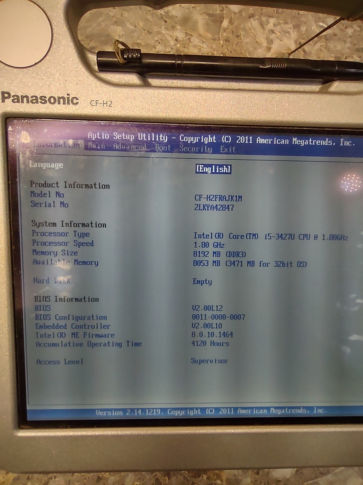 Panasonic TOUGHBOOK CF-H2 CORE i5 3427U vPRO, 8GB RAM, 500GB, LOT OF 4 !!!!