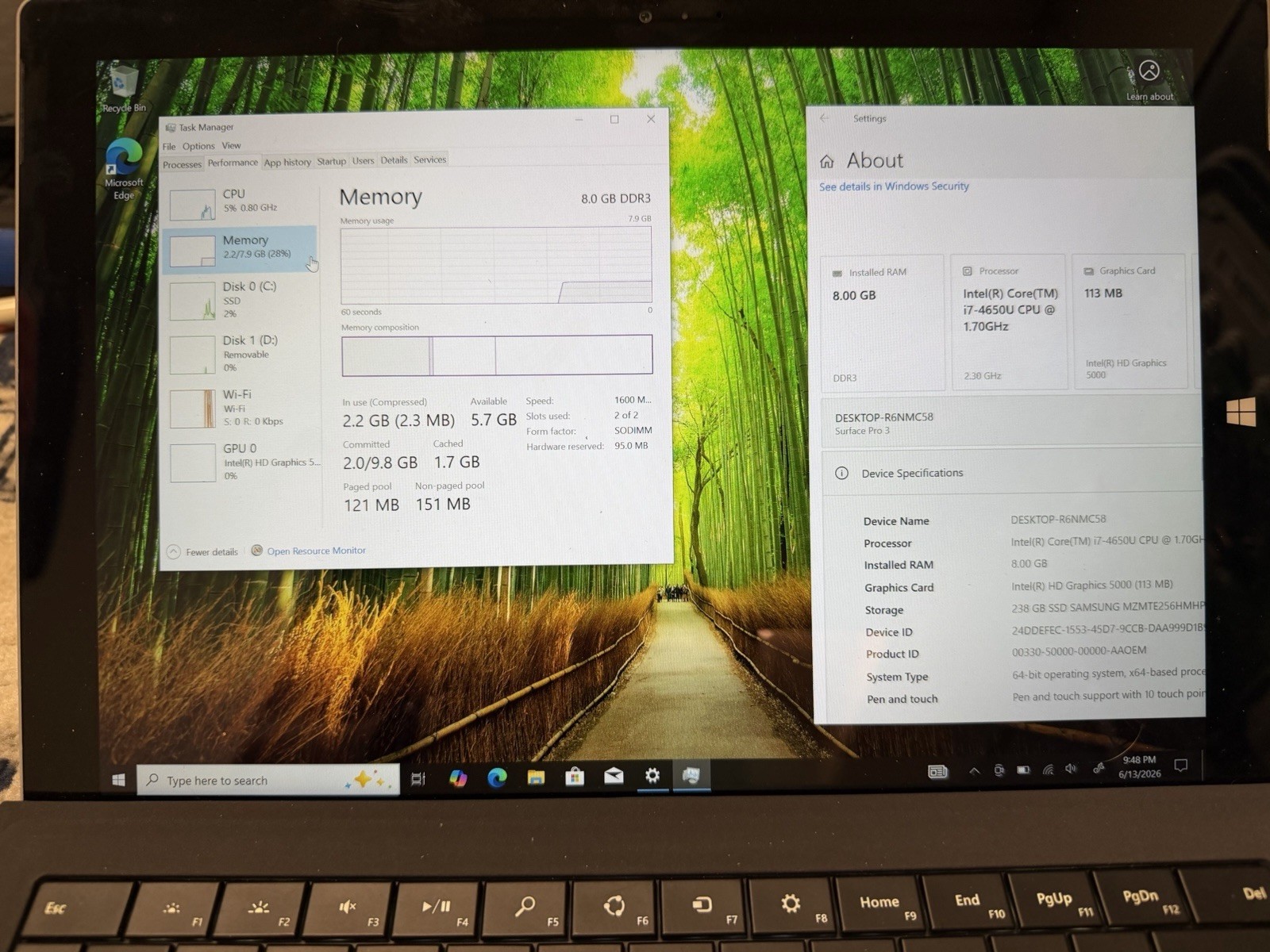 Microsoft Surface Pro 3 Core i7 4650u 1.7GHz 8GB RAM 256GB SSD Windows 11 Pro
