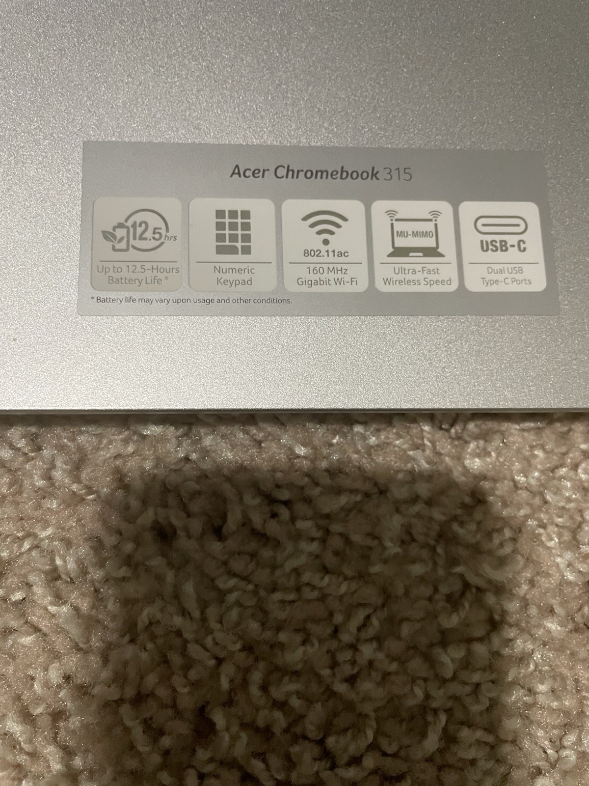 Acer Chromebook 315 15.6” HD Laptop, Intel Pentium N6000, 4GB RAM, 128GB eMMC