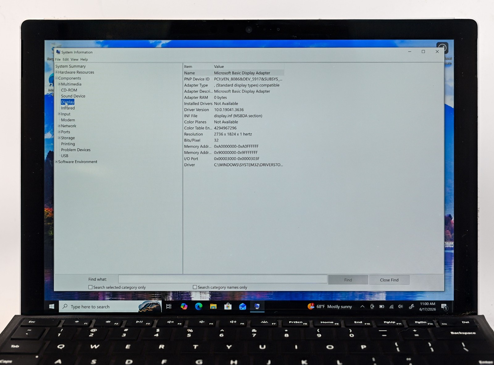 Microsoft Surface Pro 6 1796 i7-8650 1.9GHz 8GB RAM 256GB SSD Win 10P