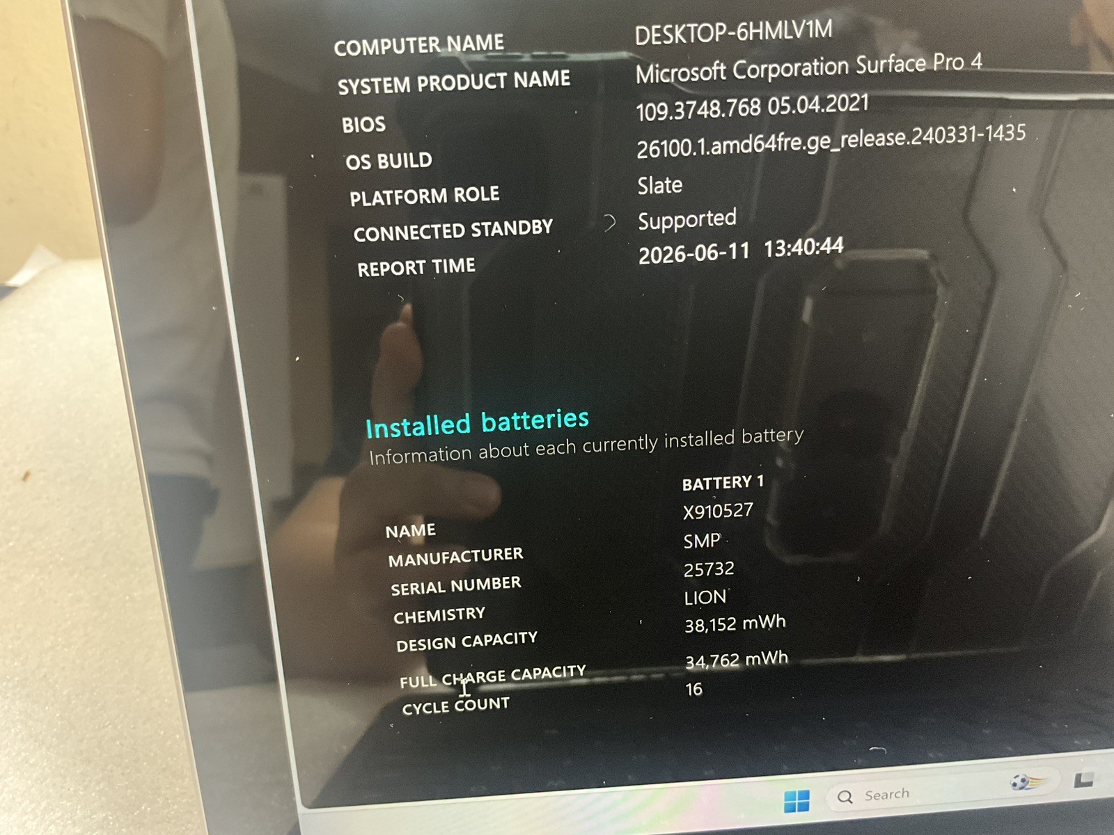 Microsoft Surface Pro 4 i7-6650U CPU @ 2.20GHz 16 GB RAM 256 GB Win 11 Pro #16