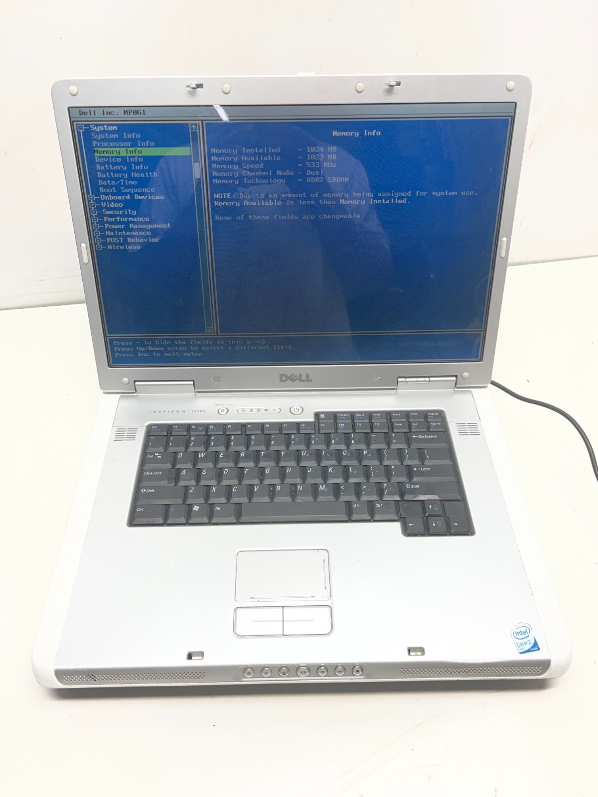 Dell Inspiron E1705 Intel Core 2 Duo 1.60GHz 1GB NO HDD