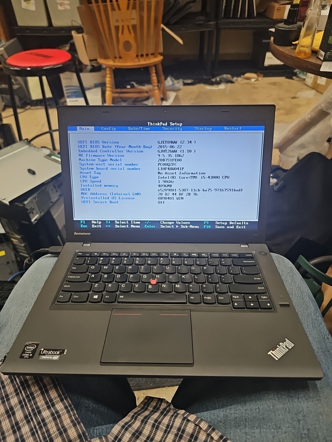 Lenovo ThinkPad T440 14″ Laptop Intel i5-4300U 1.9GHz 4GB RAM No SSD 51826-1