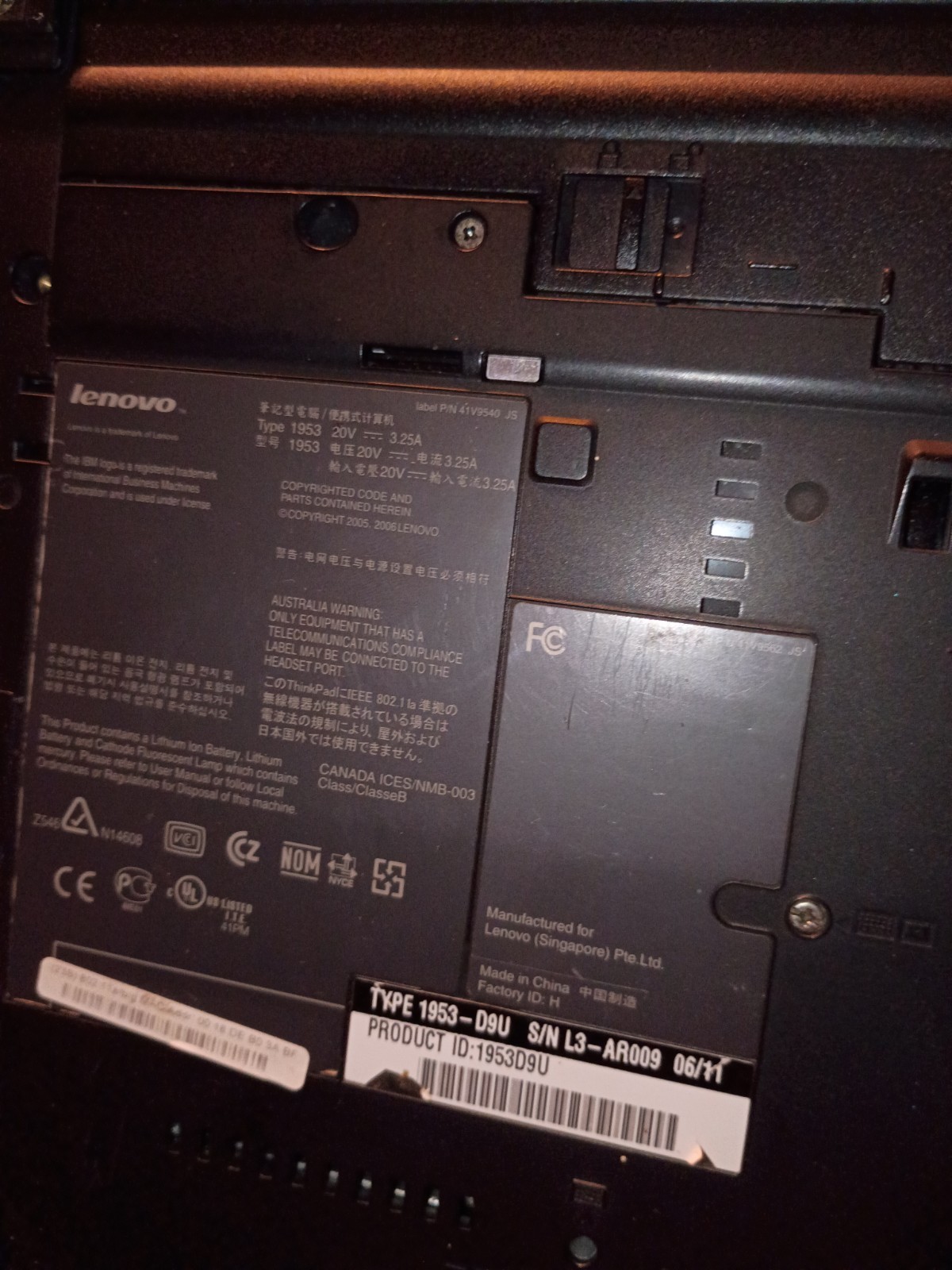 Lenovo IBM ThinkPad T60 Laptop Type 1953-D9U 14.1″