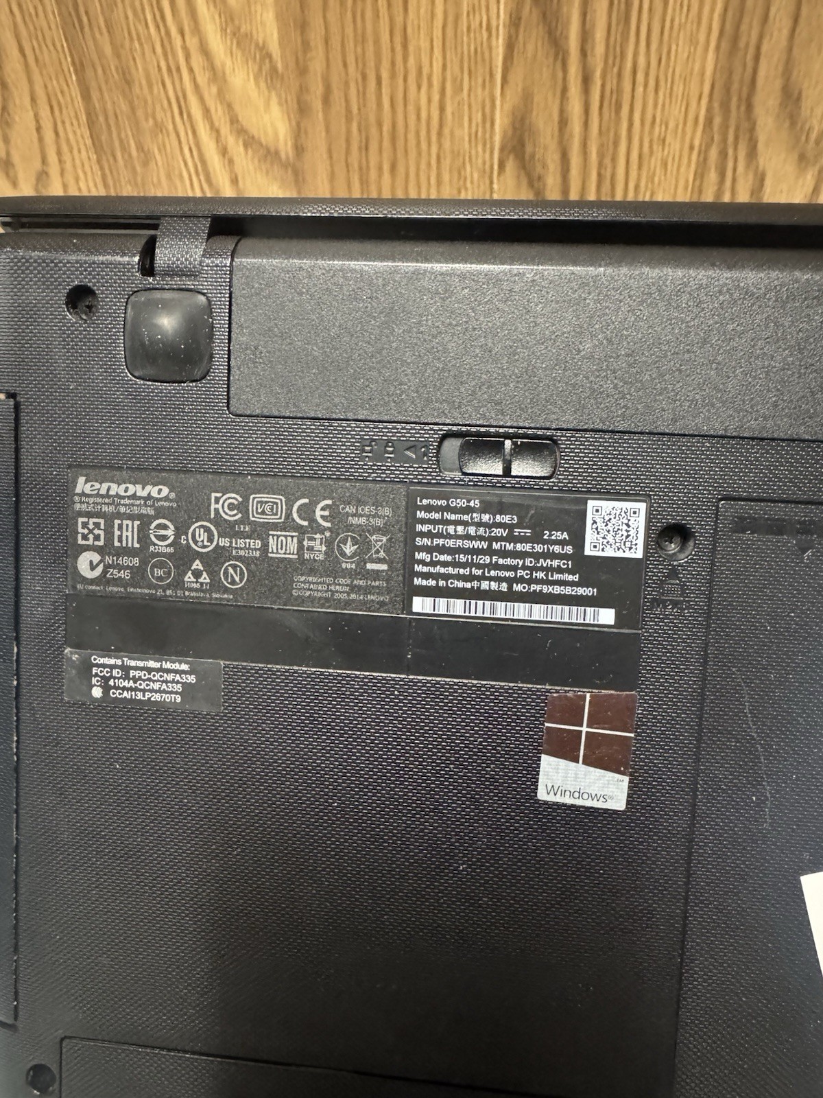 Lenovo G50-45 15.6″ Laptop 4GB RAM NO HDD Dead Battery No Charger