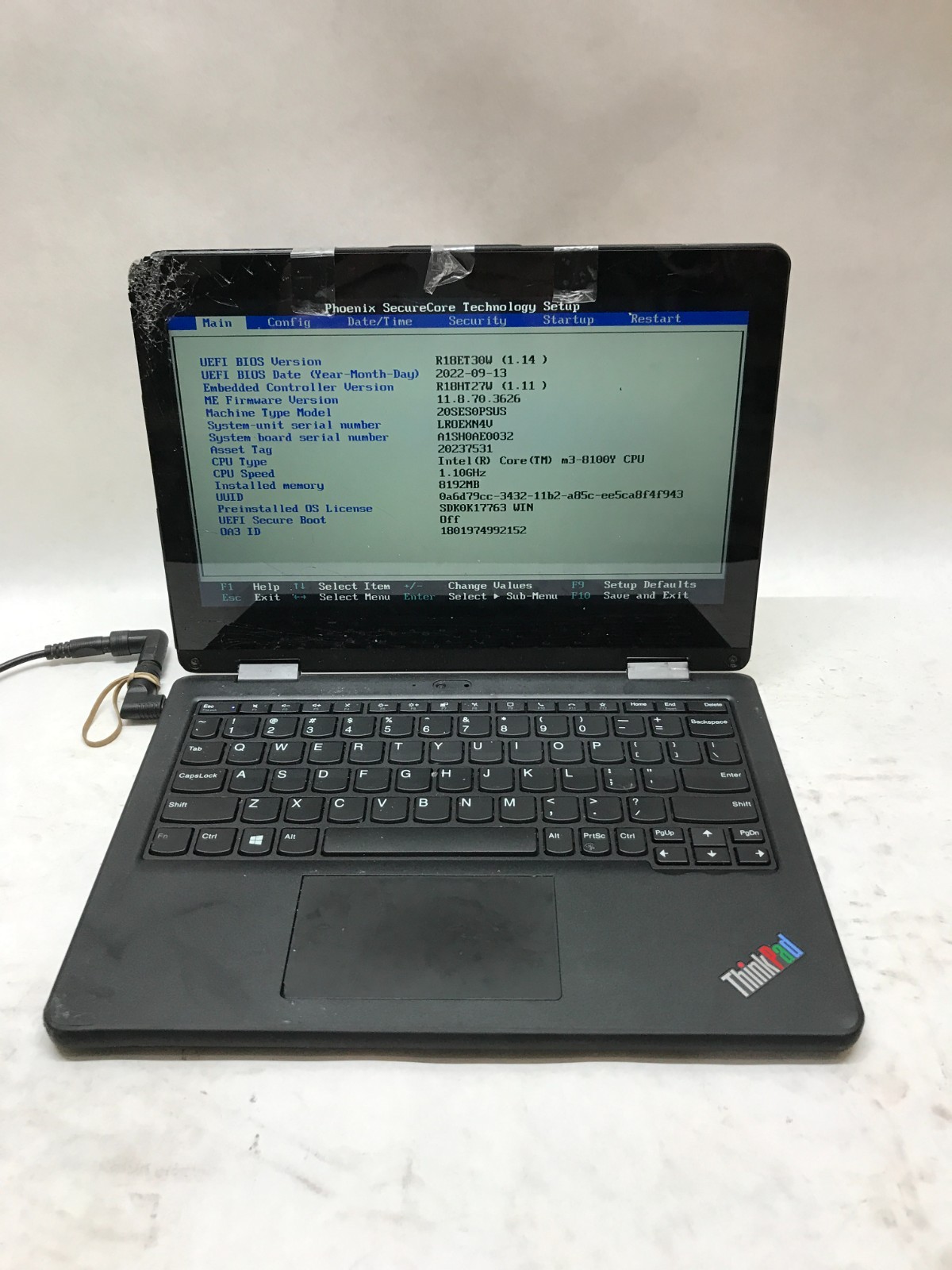 Lenovo ThinkPad 11e Yoga Gen 6 11″ Intel Core m3 8GB RAM NO SSD/OS Cracked! – DW