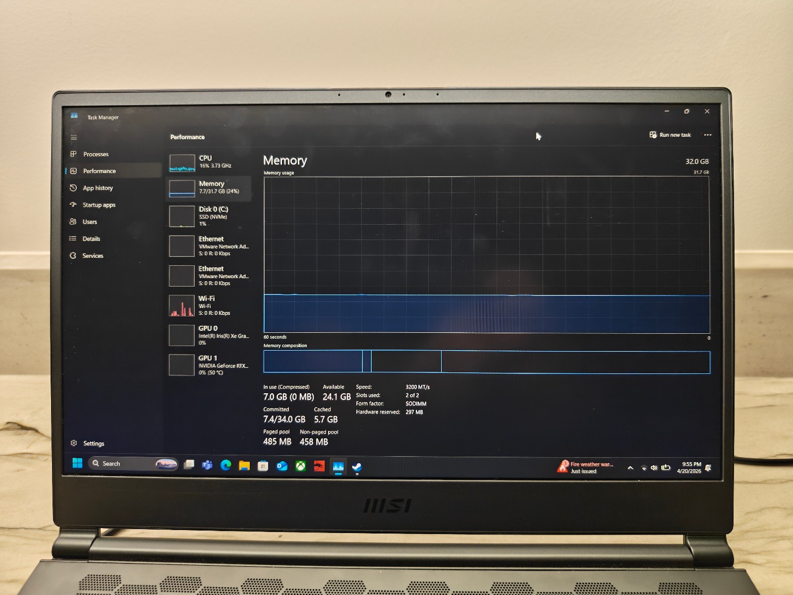 MSI Stealth 15M Gaming Laptop i7‑11375H RTX 3060 32GB 512GB SSD 15.6″ FHD 144Hz
