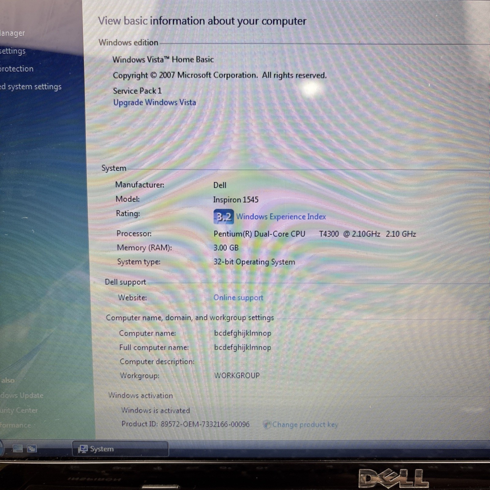 Dell Inspiron 1545 Laptop Windows Vista Works Read Needs Battery Some Keys Bad