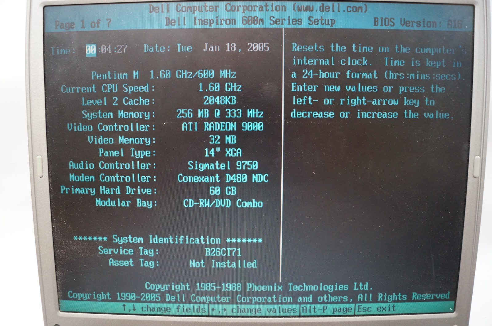 Dell Inspiron 600M PP05L 14″ 1.5GHz 256MB WinXP Mem w Charger WORKING PoR B151