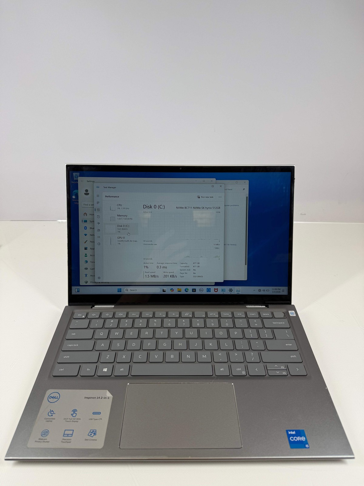 Dell Inspiron 5410 2-IN-1 14″ i5-1155G7 1.5GHz 8GB RAM 512GB SSD