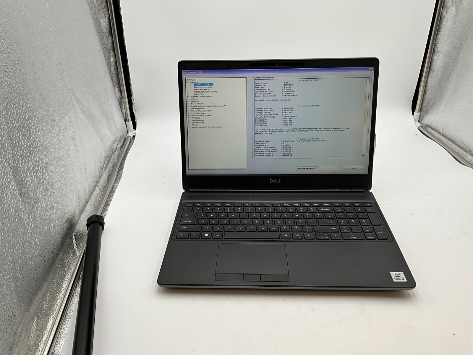 DELL Precision 7550 i7-10750H 2.70gh 32gb NO DRIVE T1000 15.6″ LAPTOP 17X18G3