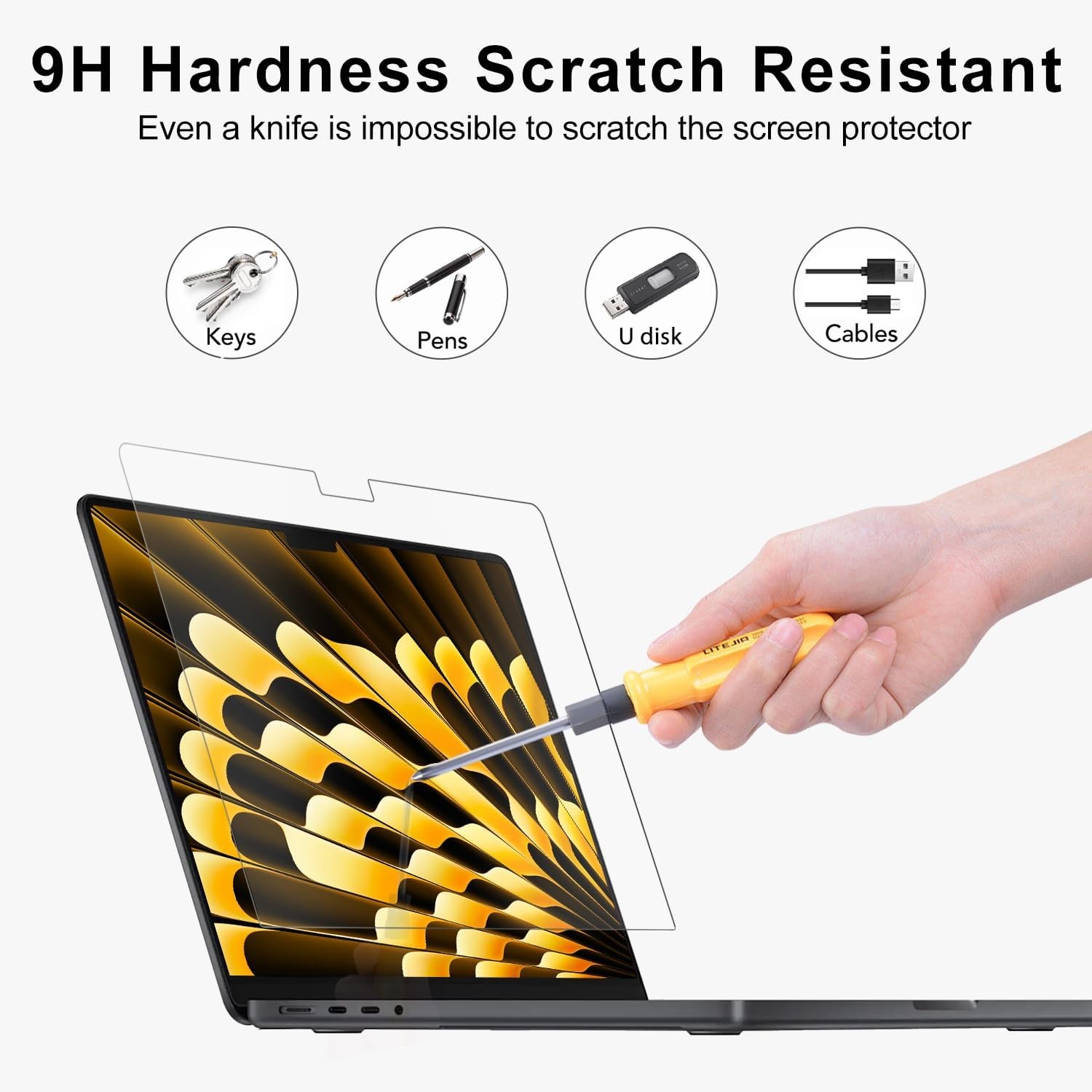 9H Hardness Tempered Glass Screen Protector for Apple 2026-2023 MacBook Air 15.3