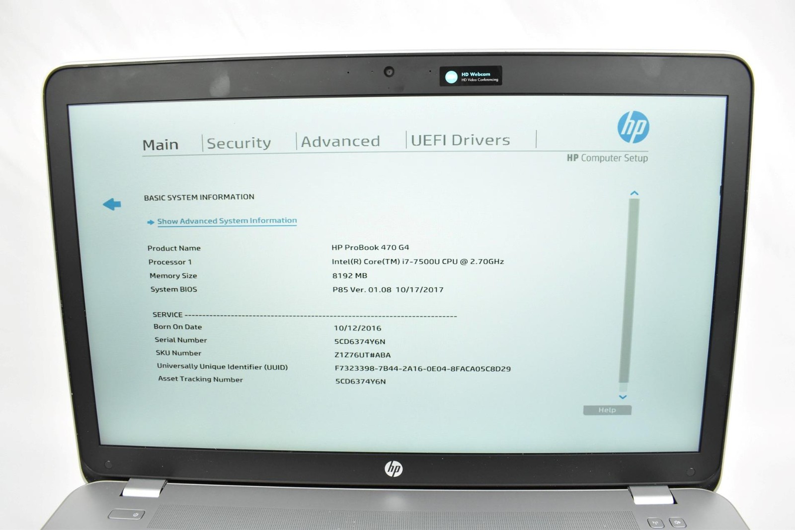 (4) HP ProBook 470 G4 Laptops i7-7500U 2.7GHz 8GB 240GB SSD DVDRW No OS 17.3″