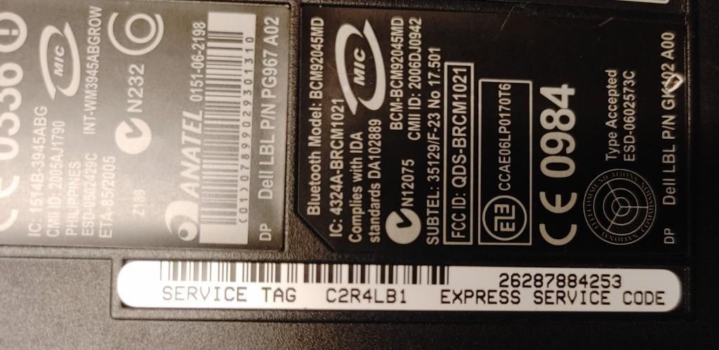 17″ Dell inspiron 9400 Win10 PRO Laptop Intel Core Duo 2.16GHz 750 GB HD 17″ LCD