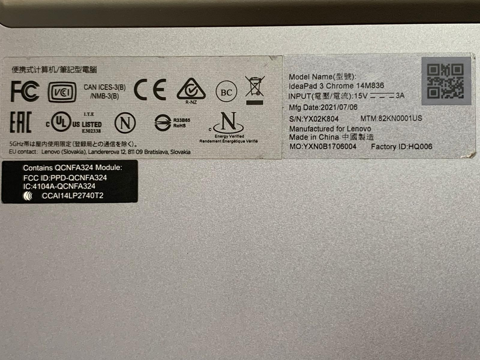 ✨ Lenovo IdeaPad 3 14M836 14″ Chromebook MT8183 4GB 64GB Chrome OS 82KN002GUS✨