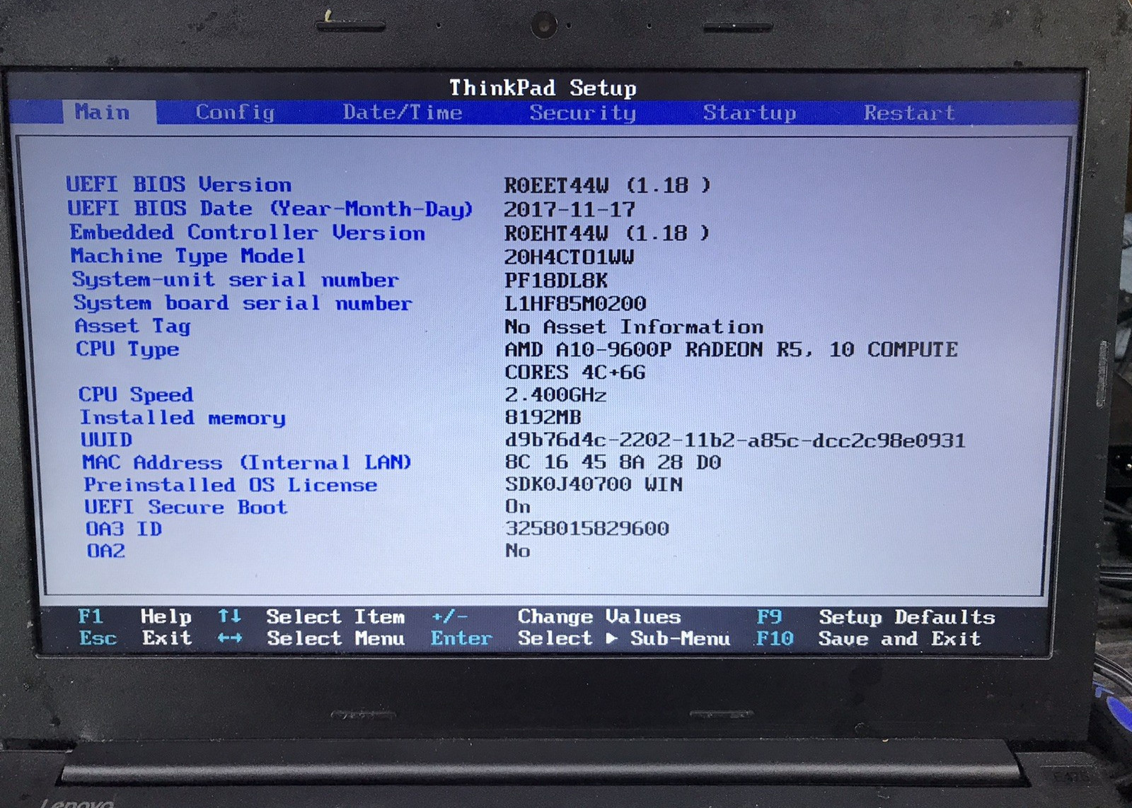 Lenovo Thinkpad E475 14″ AMD A10-9600P 2.4GHz 8GB RAM No HDD/SSD – Boots to BIOS
