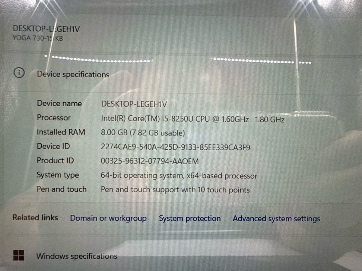Lenovo Yoga 730-15IKB 15.6” i5 8th Gen 8GB 256GB SSD Touch 2-in-1 Wi (MI1075196)