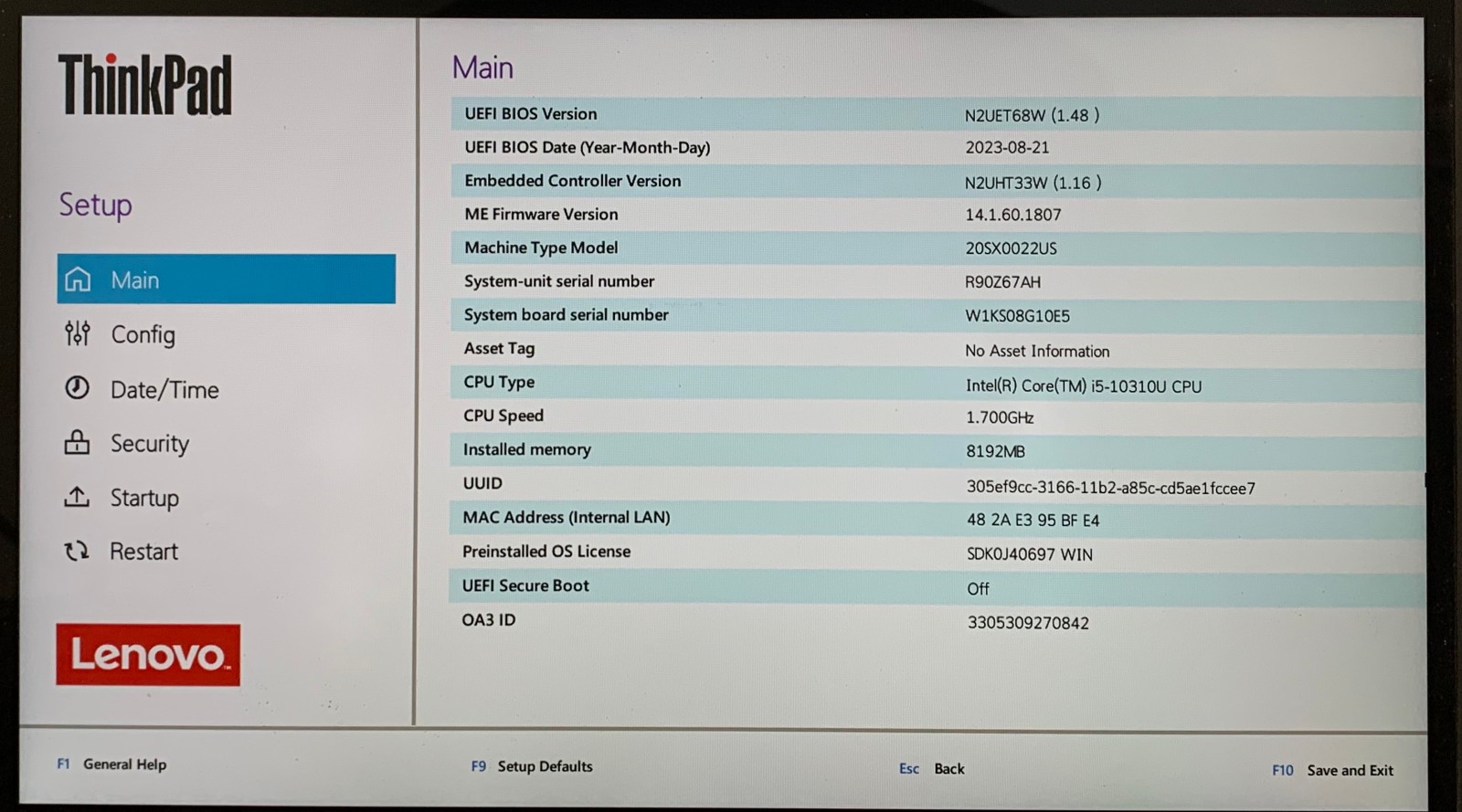 Lenovo ThinkPad X13 Yoga Gen 1 13.3″ 2-in-1 i5-10th 8GB No Storage Boots to BIOS