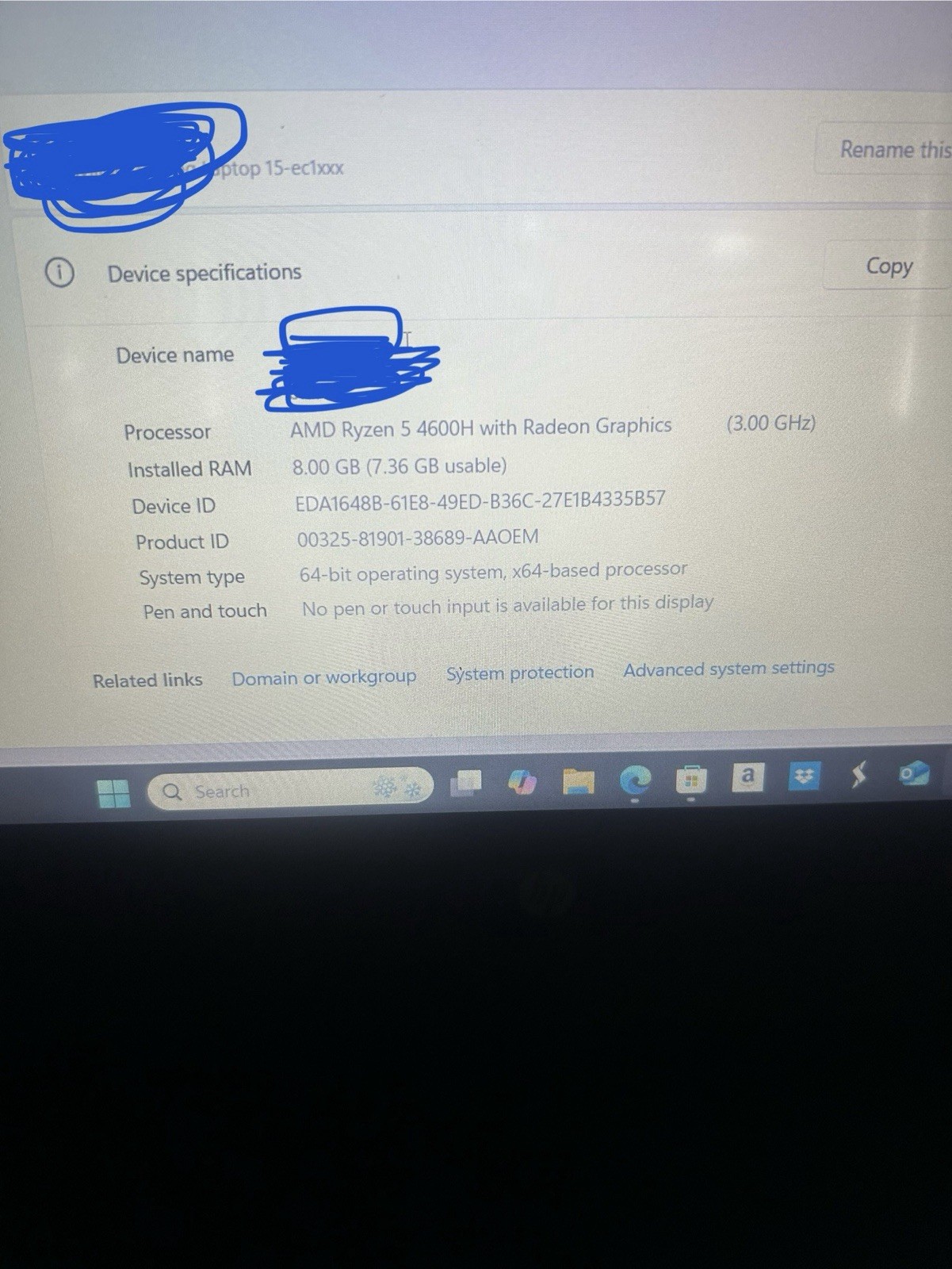 Hp pavillion 15-ec1073dx. AMD ryzen 5 4600H with radeon graphics. GTX 1650 GPU