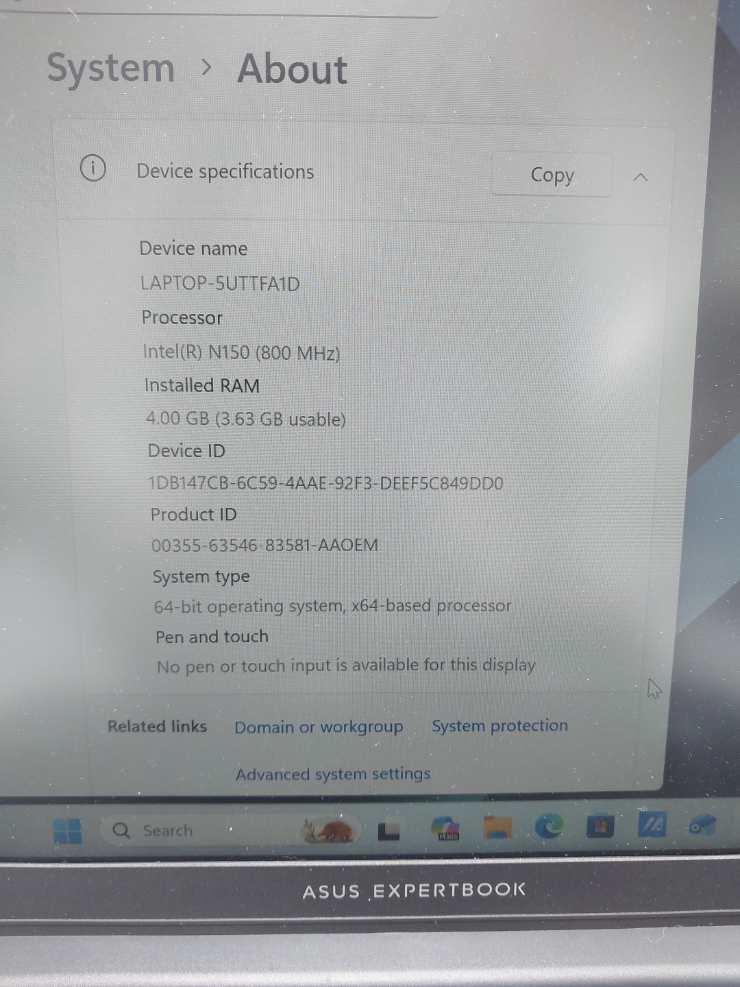 Asus ExpertBook B1 B1403CTA 14″ N150 0.8GHz 4GB RAM 128GB SSD