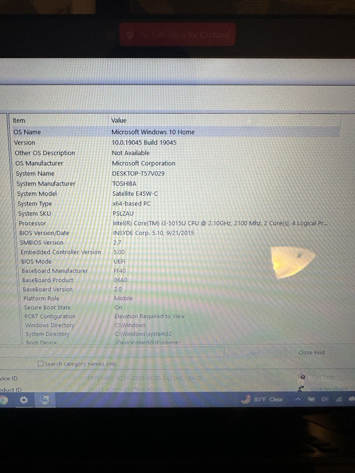 Toshiba Satellite E45W-C4200X 14in. (256GB, Intel Core i3 5th Gen., 2.1GHz, 6GB)