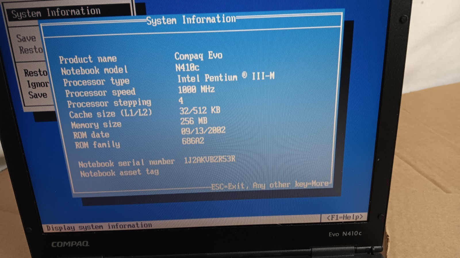 Vintage Compaq Evo N410c Retro Laptop Pentium III-M @ 1 GHz 12″ LCD Screen + AC