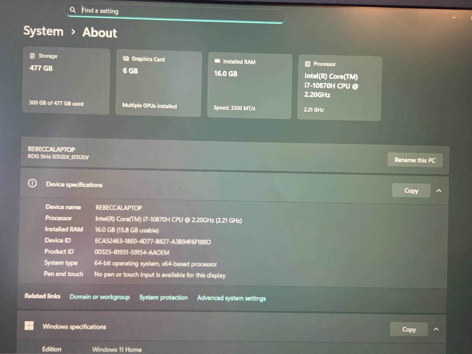 Asus ROG Strix G15 15 2021 Laptop I 15.6″ IPS 240Hz 3ms RTX 2060