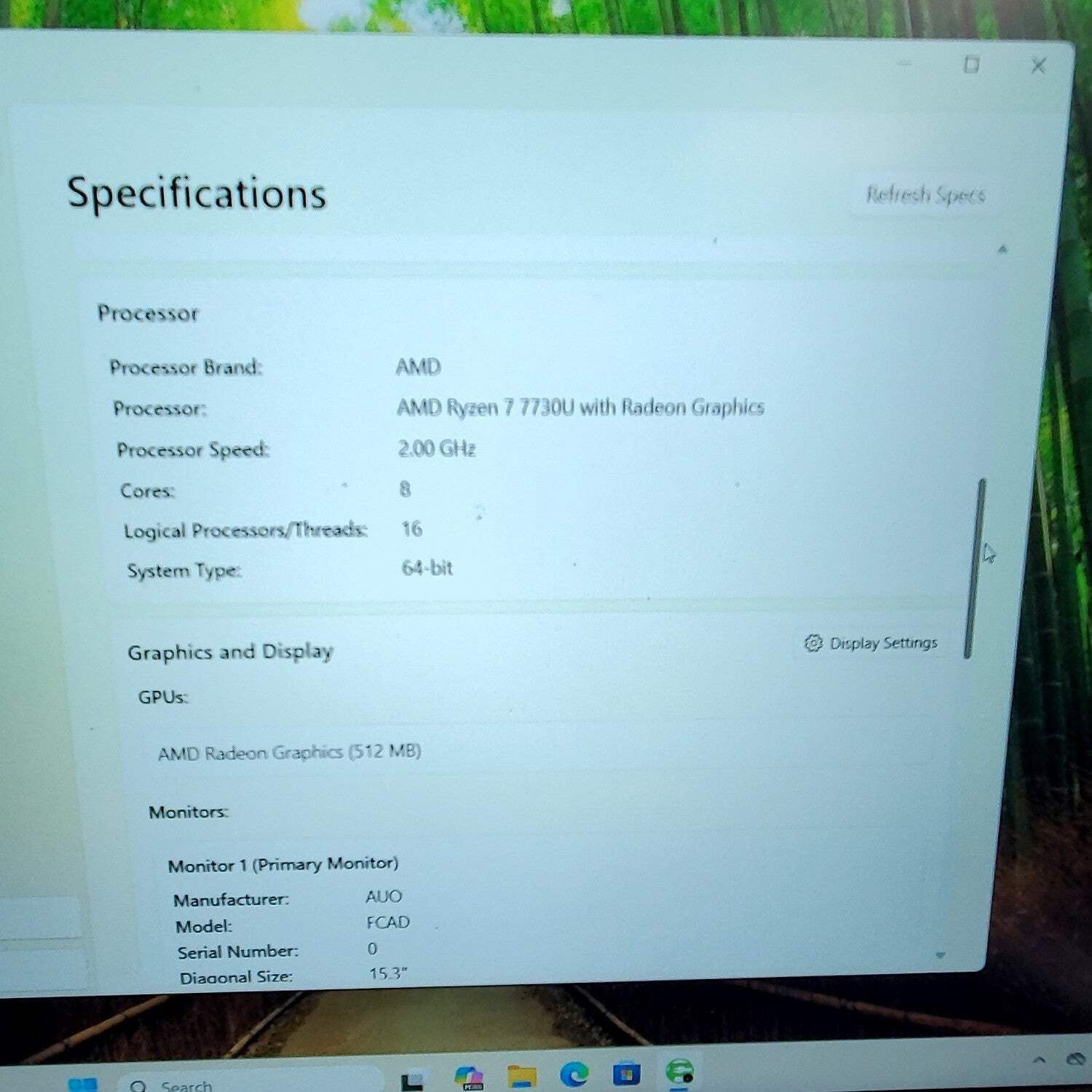 HP 255 G10 15.6″ Ryzen 7 7730U 2.0GHz 16GB RAM 512GB SSD READ