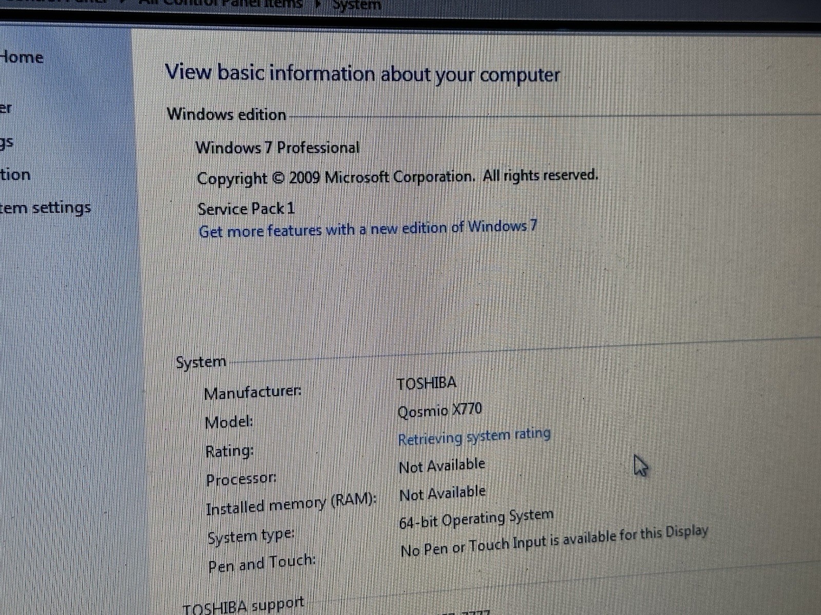 Toshiba Qosmio X770 17” i7-2670QM 8GB Boots BIOS No HDD OEM Charger VG+