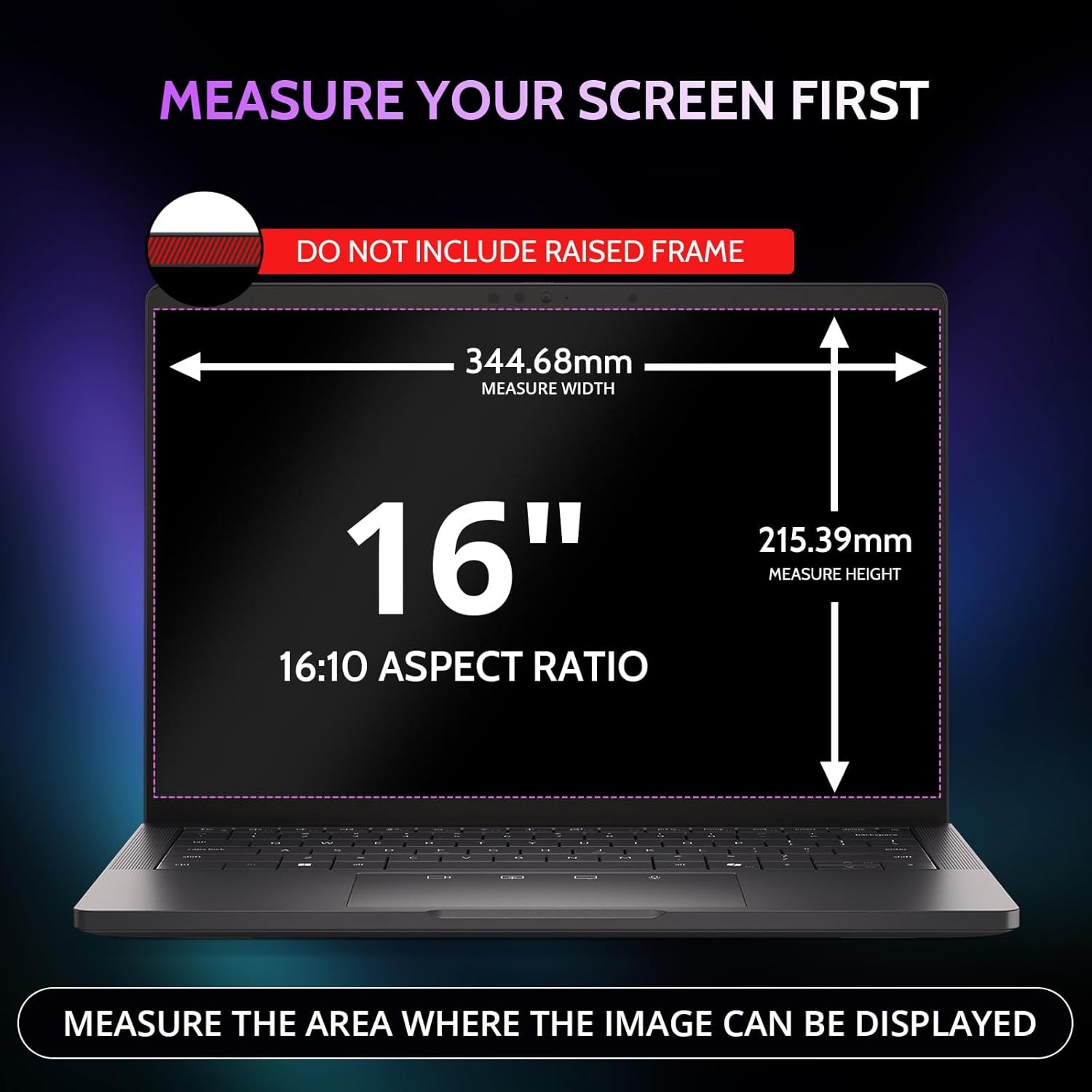 360° 4 Way Laptop Privacy Screen for 16 Inch 16:10 Aspect Ratio Computer Monitor