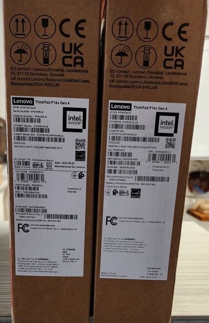 (2) Lenovo ThinkPad P14s Gen 4 14″ laptops (1TB SSD, Intel Core i7 13th Gen)