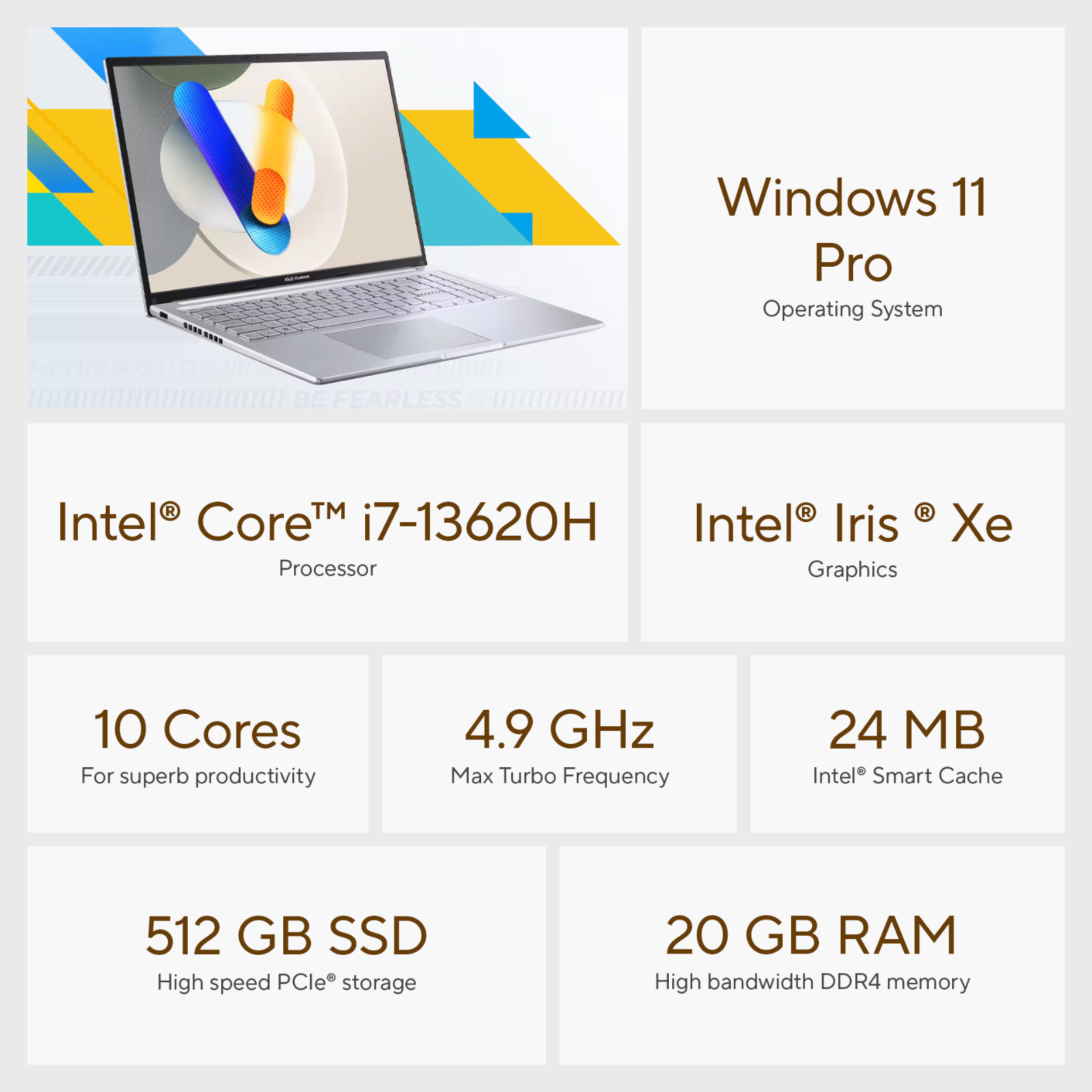 2026 ASUS Vivobook 16″ Laptop Office 2024 Intel i7 20GB RAM & 512GB SSD Backlit