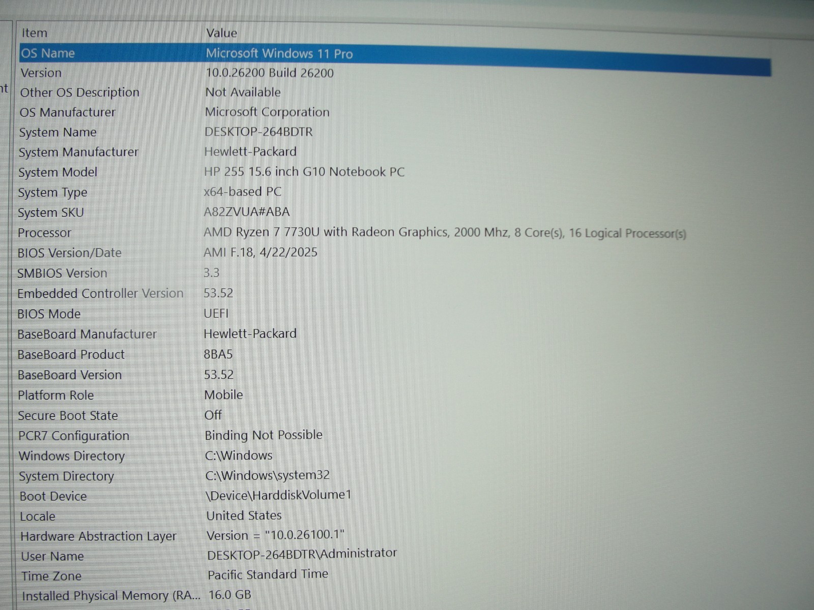 HP 255 G10 15.6” FHD AMD Ryzen 7 7730U 2.0GHz 16GB RAM 512GB SSD +PA