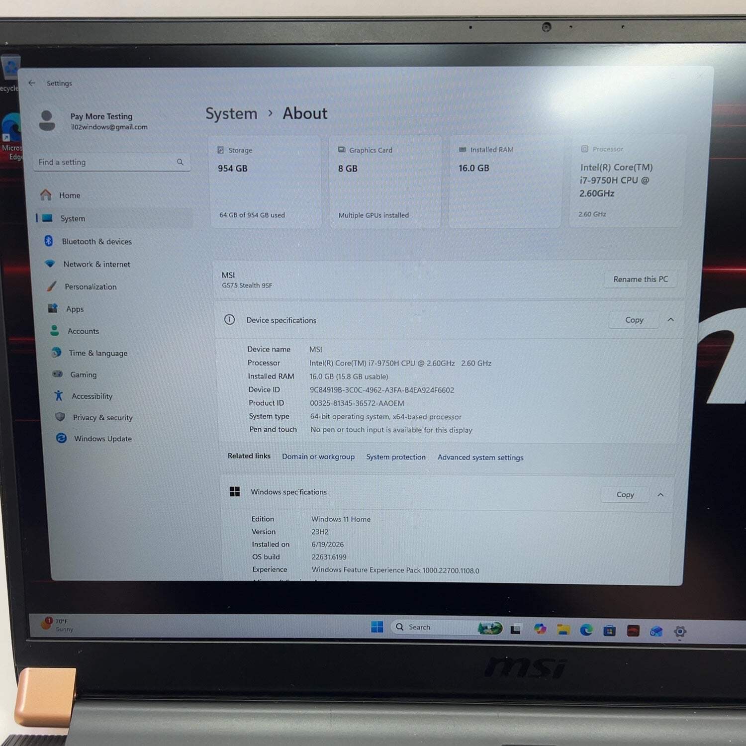 MSI Stealth GS75 17.3″ i7-9750H 2.2GHz 16GB RAM 1TB SSD GeForce RTX 2070 Max-Q