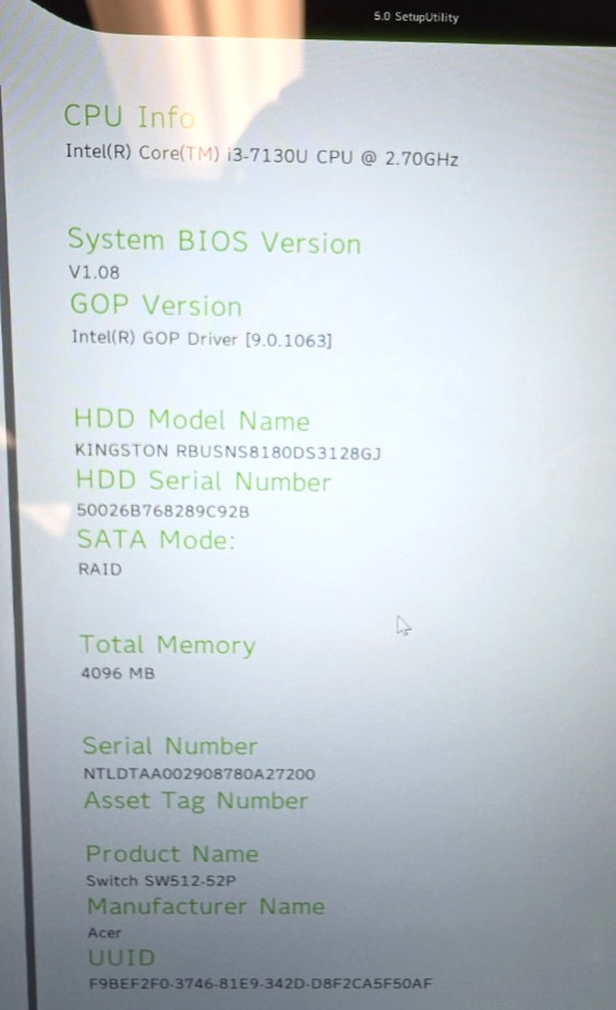 Acer Switch 5| Intel Core i3-7130U| 4GB RAM| 128GB SSD| Win 10 Pro| Keyboard
