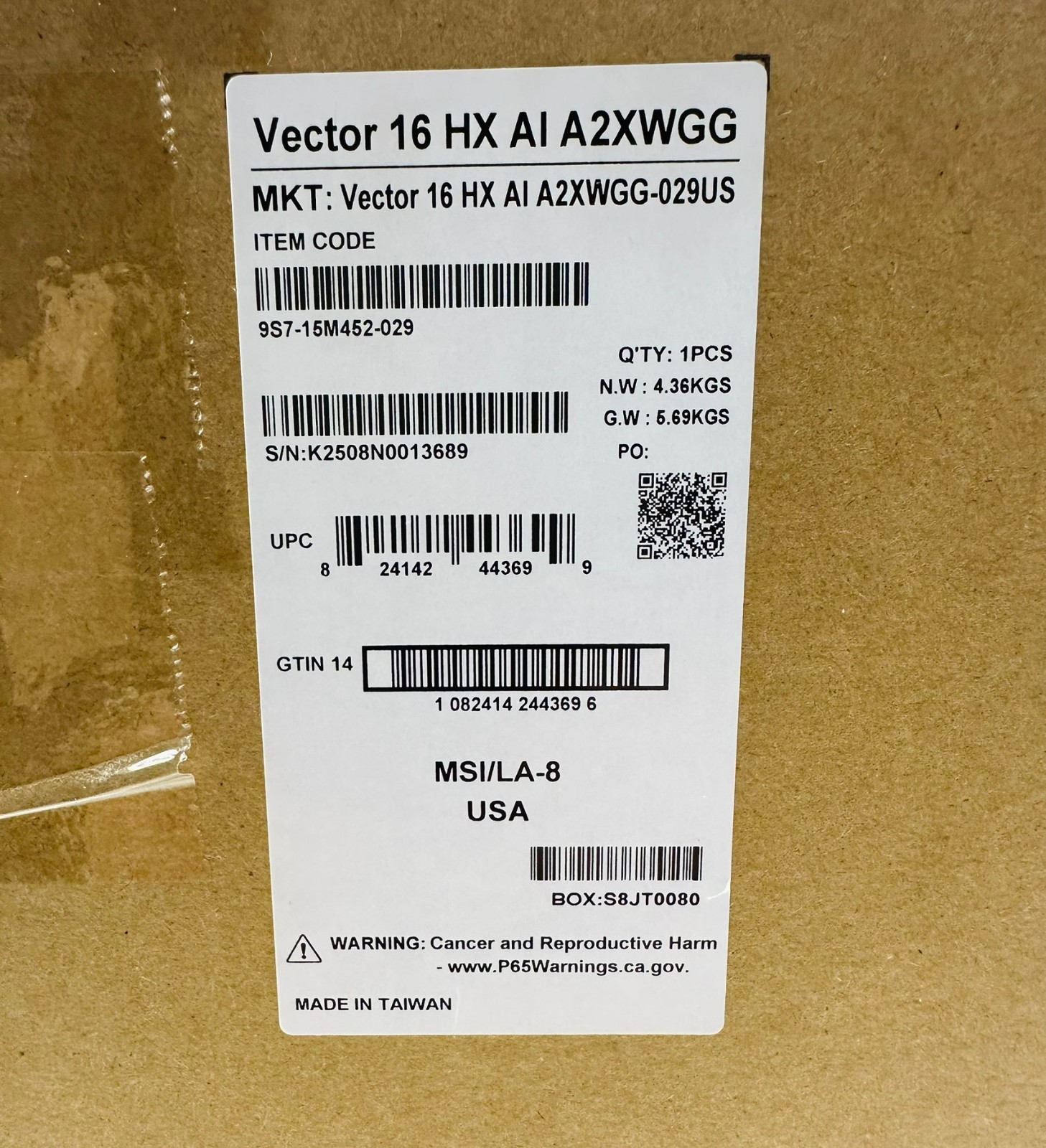 MSI Vector 16 Core Ultra 9 64GB x 4TB SSD RTX 5070