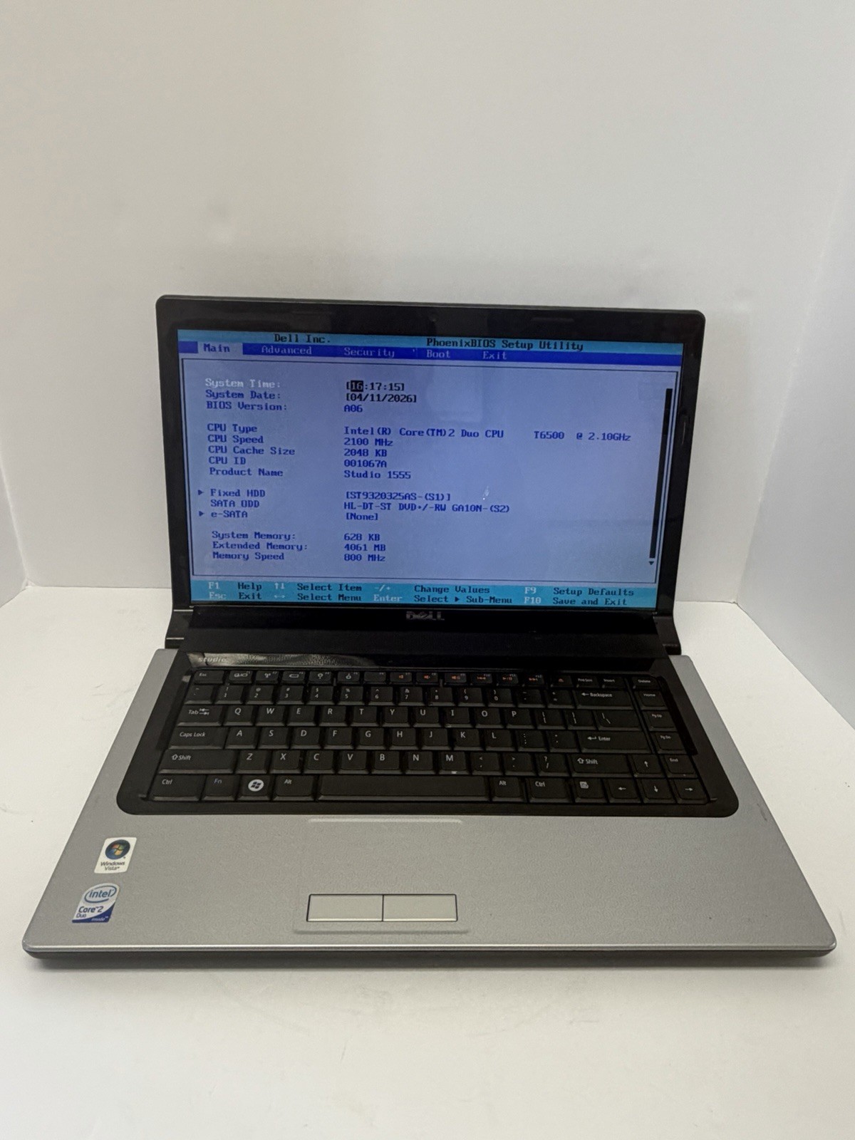 Dell Studio 1555 Laptop 15.6″ Core 2 Duo T6500 2.10Ghz w/4GB Ram,320GB HD, NO OS