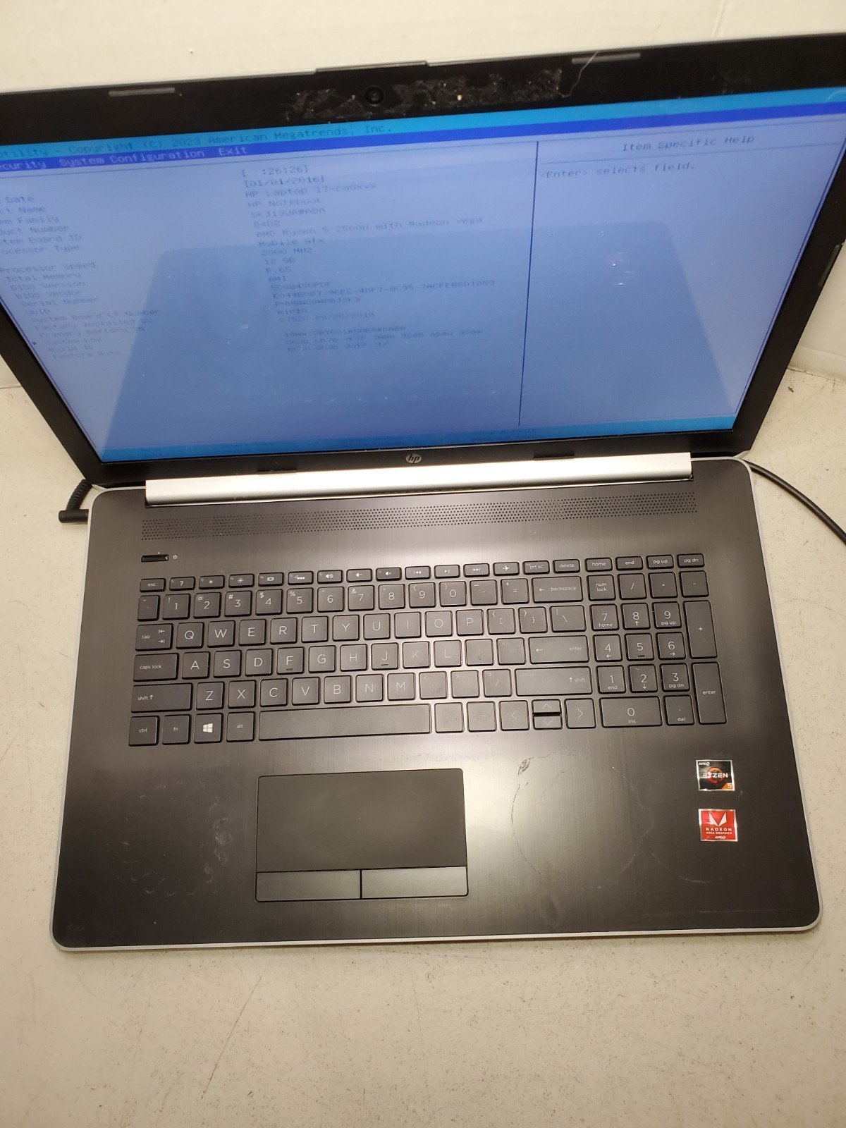 HP Laptop 17-ca0064cl Ryzen 2500U 12GB RAM No SSD/OS! #69