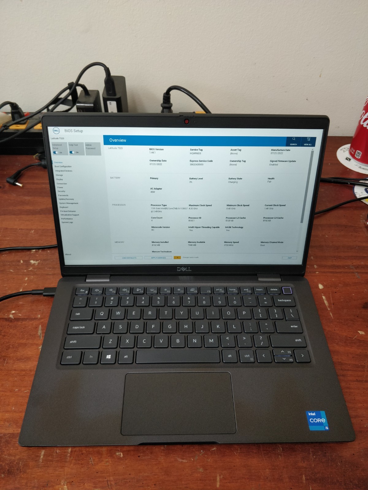 Dell Latitude 7320 I5 8GB RAM NO DRIVE PARTS 8976