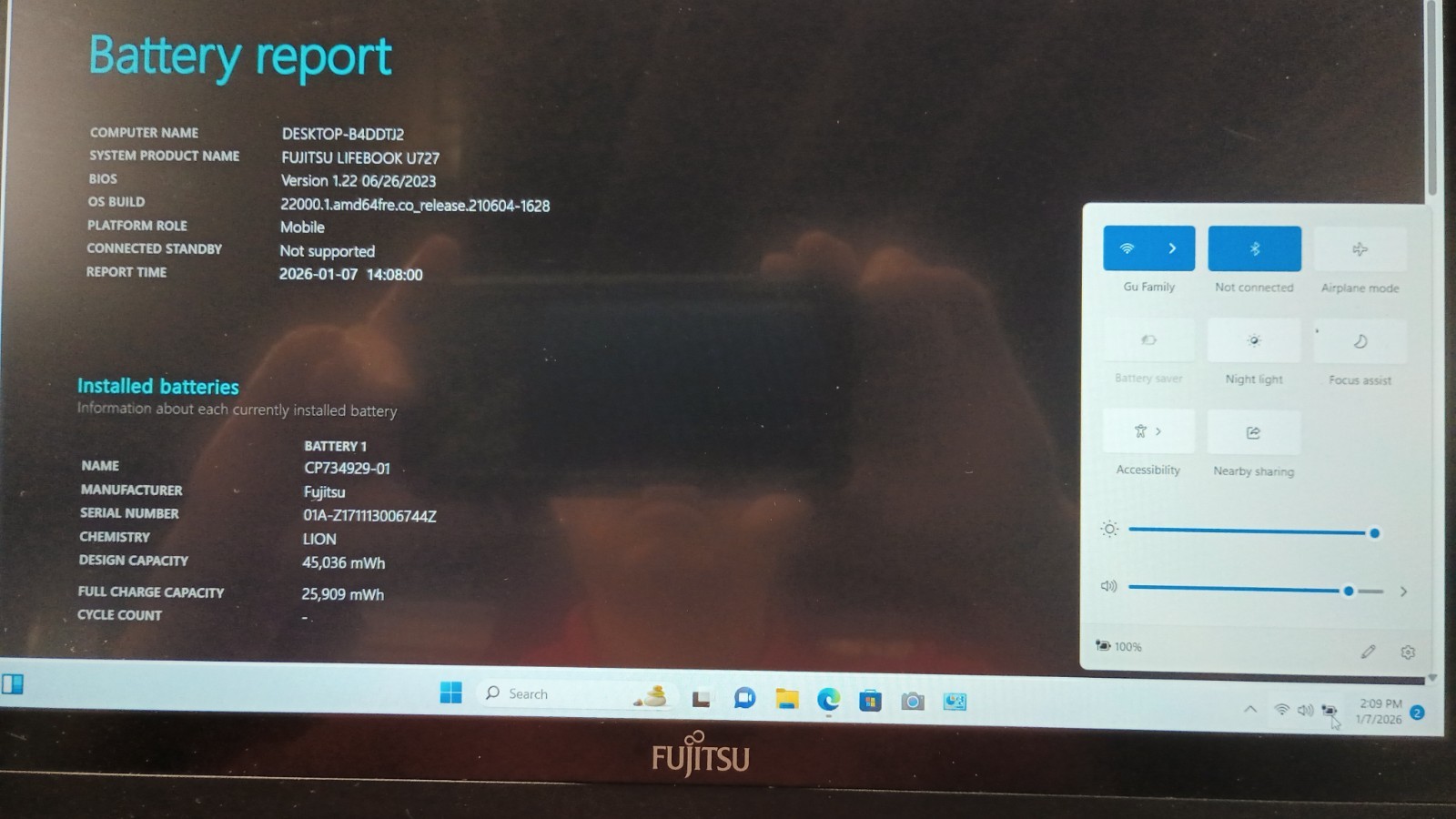 171 LifeBook U727w/Charger!i5-6200U.8GB.128GB M.2.12.5″FHD Touch.W11.Slim&Nice!