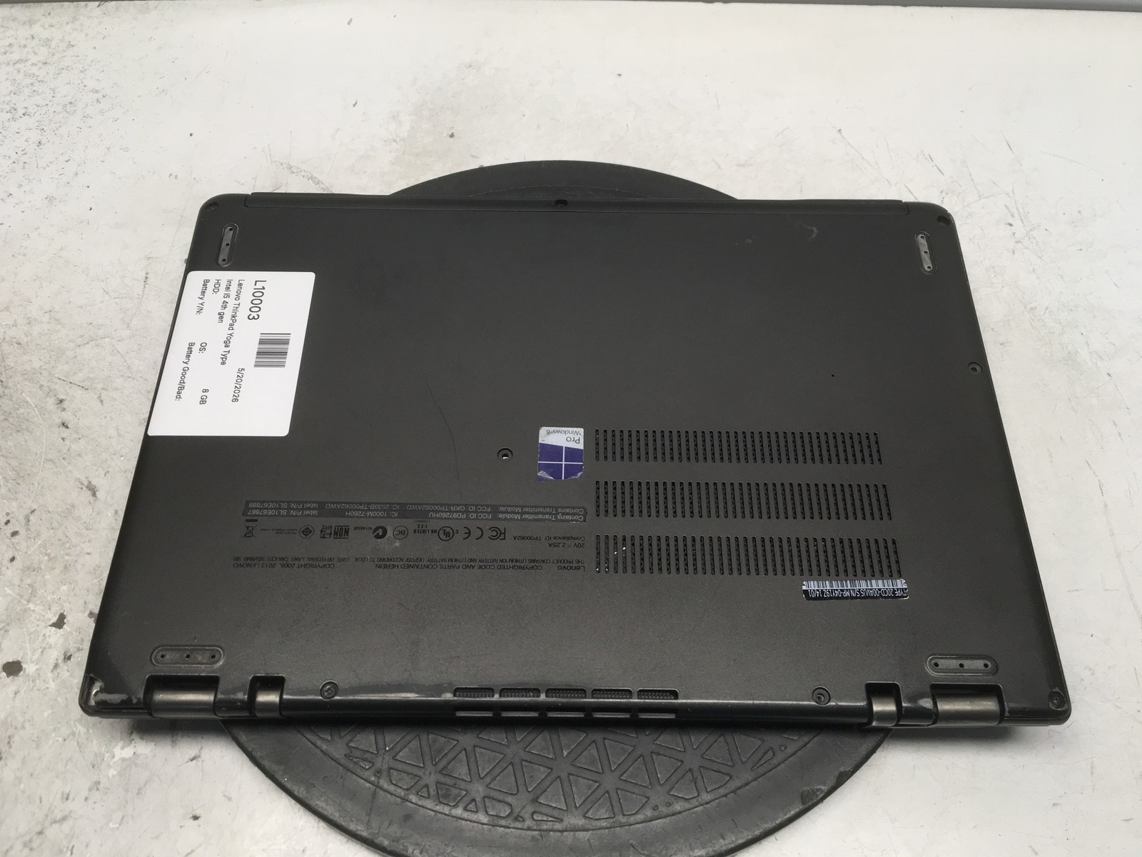 Lenovo ThinkPad Yoga Type 20CD-00AVUS Intel i5 4th gen 8 GB NO HDD No Batt