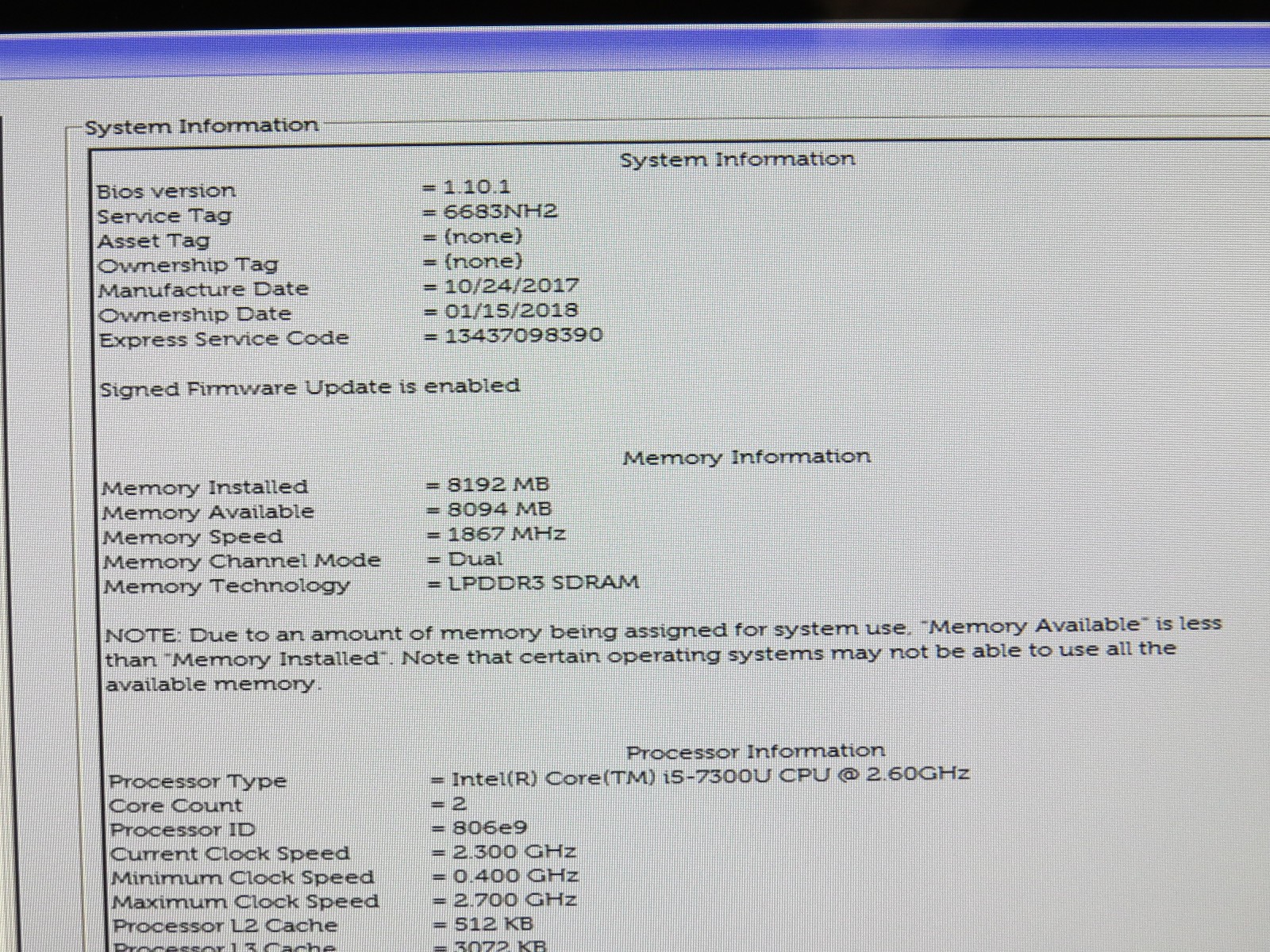 Dell Latitude 7389 i5-7300U @ 2.6GHz 8GB DDR3 256GB m2 13″ No OS/AC