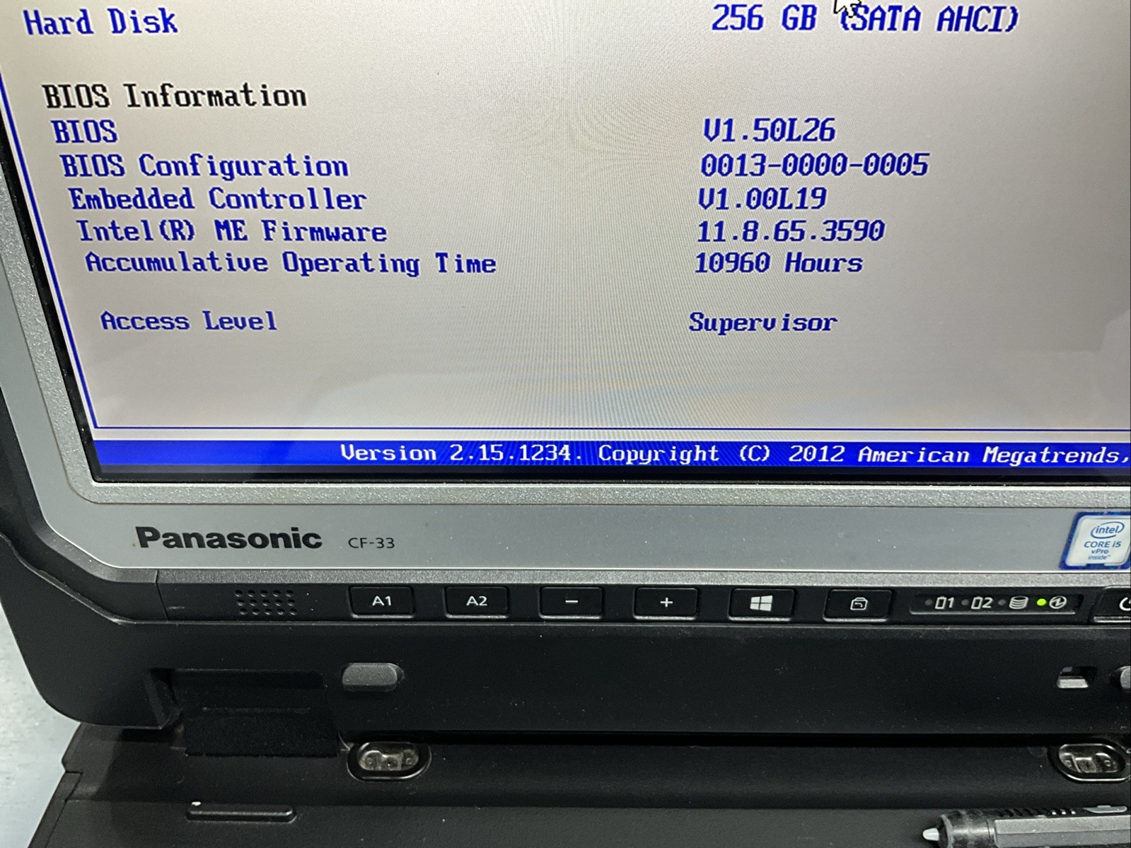 Toughbook Panasonic CF-33 I5-6300U 8GB RAM 256GB SSD Win11P W/CHARGER