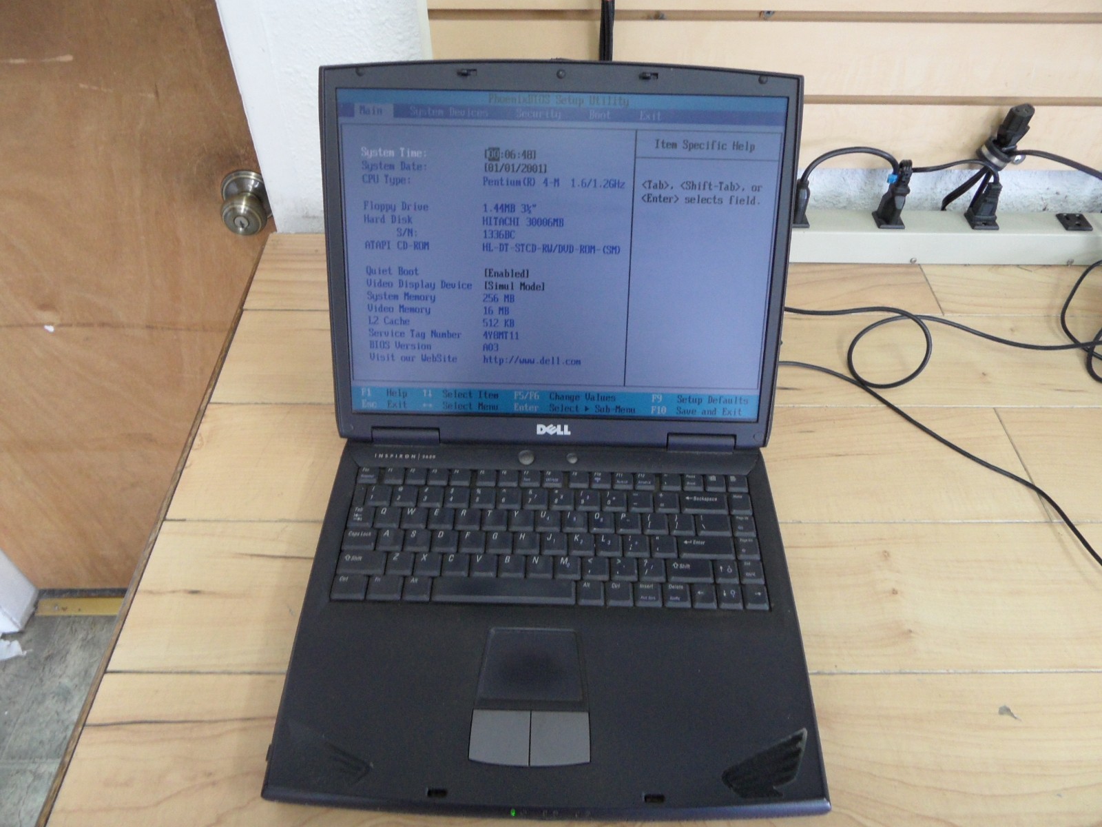 Dell Inspiron 2650 Laptop 4 Parts Posted Bios No Hard Drive *
