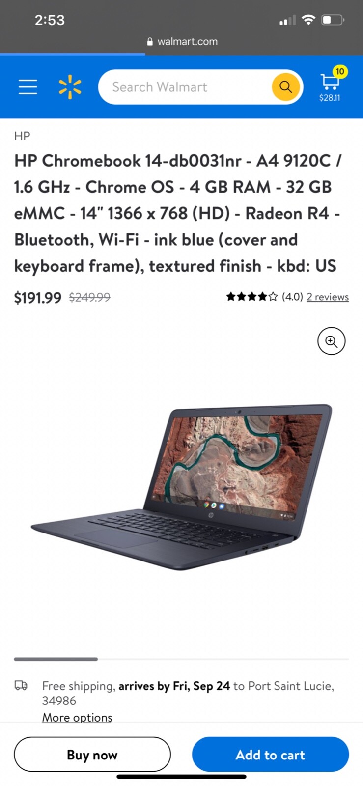 HP Chromebook 14-db0031nr – A4 9120C / 1.6 GHz – Chrome OS – 4 GB RAM – 32 GB eM