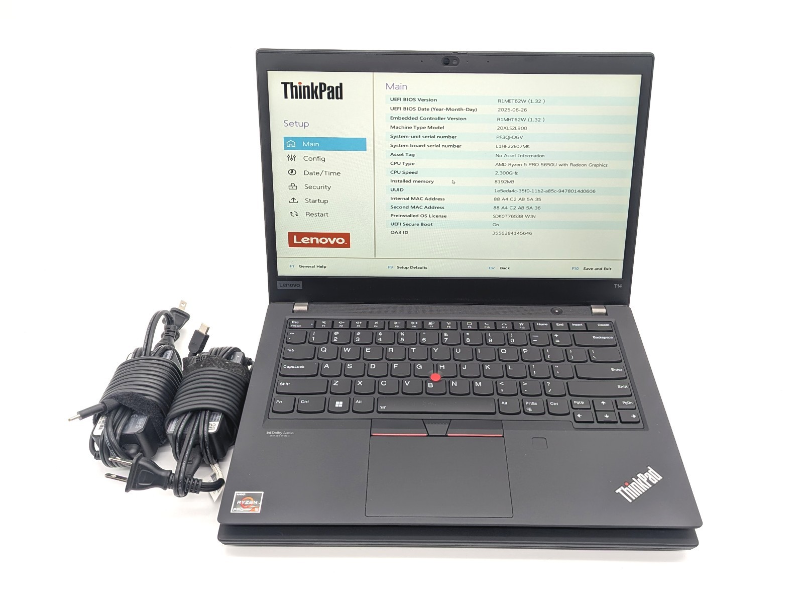 Lot of 2 Lenovo ThinkPad T14 – 14″ AMD Ryzen 5 Pro 5650U 8GB RAM 256GB SSD No OS