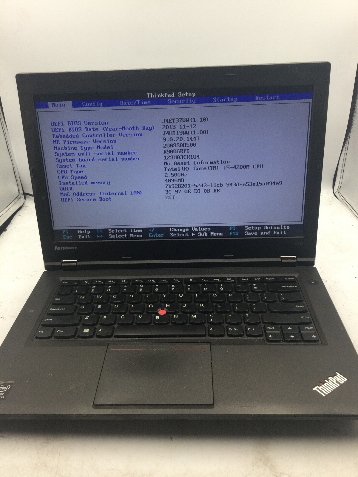 LENOVO THINKPAD L440 – BOOTS TO BIOS – INTEL I5 4200 – NO RAM – 14″ – READ – BB!