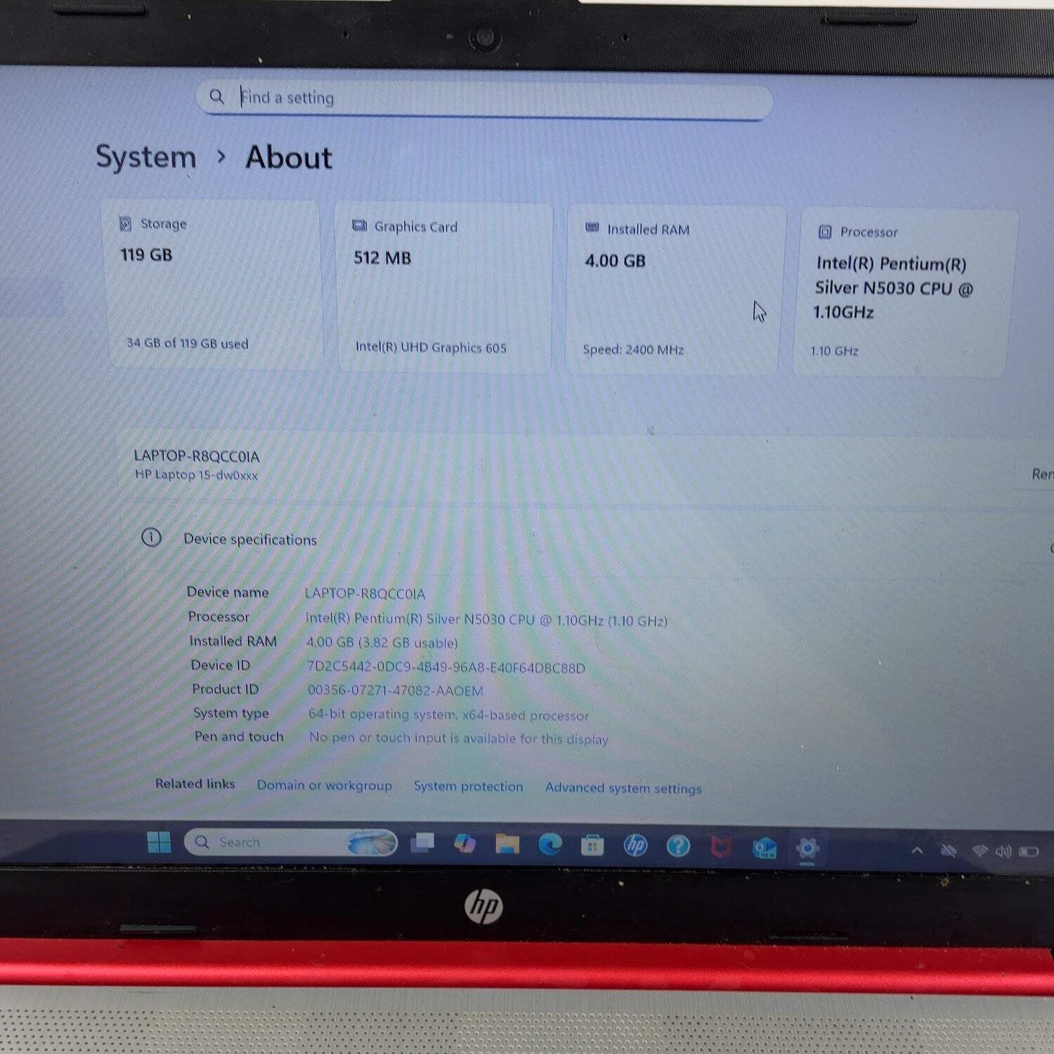 HP Laptop 1A493UA#ABA 15.6″ Pentium Silver N5030 1.1GHz 4GB RAM 128GB SSD