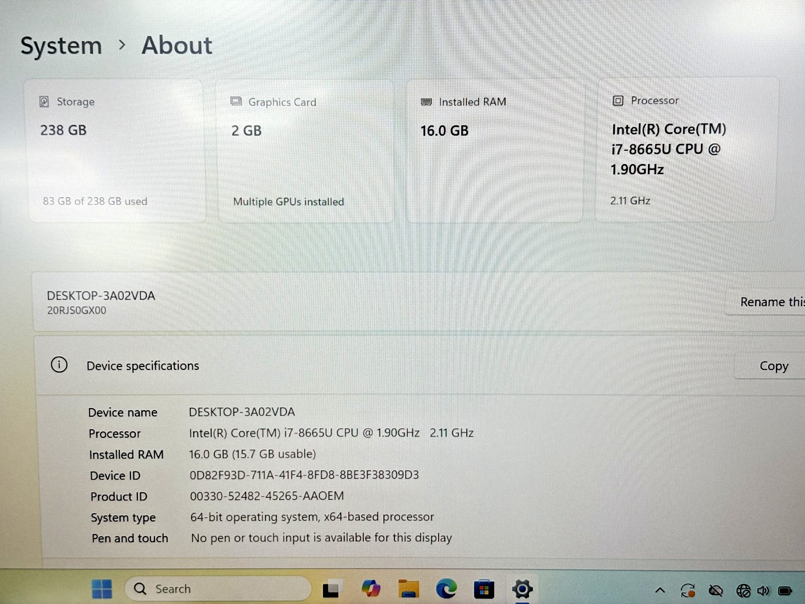 Lenovo ThinkPad P43s Core i7-8th Gen 1.90GHz 16GB RAM 256GB SSD Great Condition*