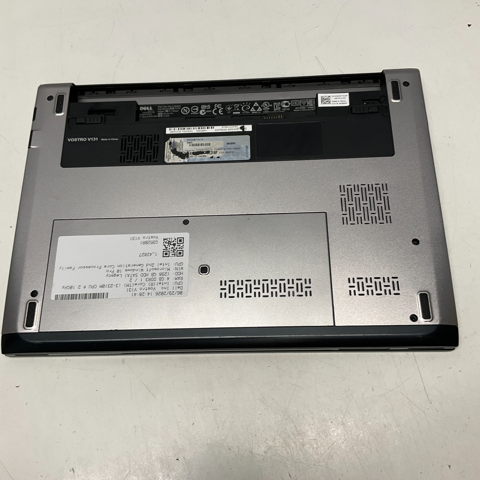 Dell Vostro V131 Intel Core i3-2310M 2.10GHz 4GB 320GB HDD Windows 10 Pro NO BAT